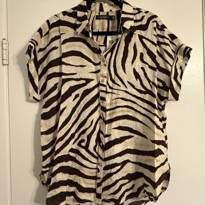 NWT Ralph Lauren Zebra Print Linen Shirt